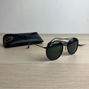 Ray-Ban Sunglasses RB3647N Round Double Bridge Black Frame